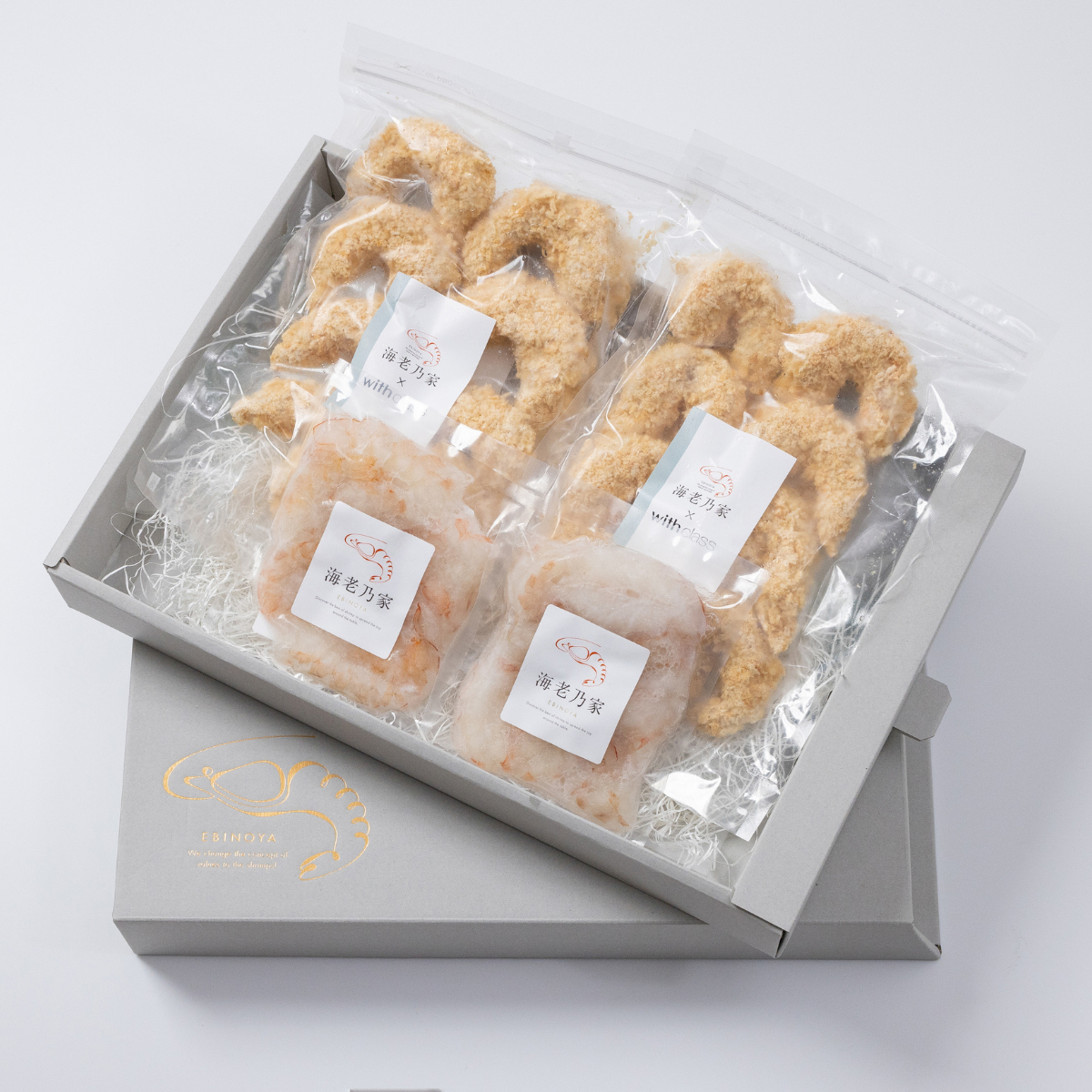 with class×海老乃家の揚げない天然海老フライ 16尾+海老乃家のむき海老125ｇ×2パック ギフトセット